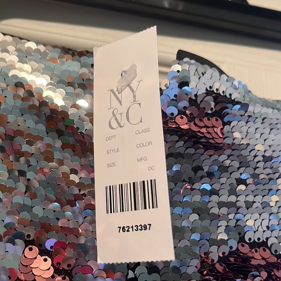 NWT EVA MENDES TWO PIECE SEQUINS PINK SET SIZE XL TOP AND BOTTOM XL - Picture 6 of 9